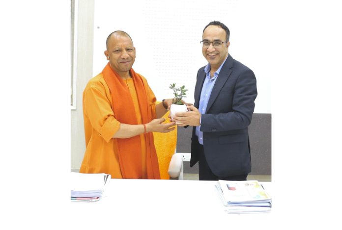 Prof Anil Koul meeting with UP CM Yogi Adityanath on Tuesday.
