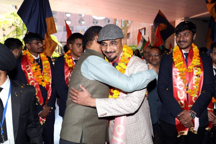 Sri Vishnu being felicitated by LPU authorities during a function held on Tuesday.