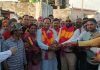 Senior Congress leader Taranjit Singh Tony along with Ex-MLA RS Pura Prof Gharu Ram Bhagat inaugurating a road construction work in RS Pura on Thursday.
