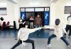 Fencers in action during selection trials at Jammu.