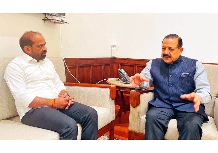 Andhra Pradesh Health Minister, Y. Satya Kumar calling on Union Minister Dr Jitendra Singh at New Delhi.