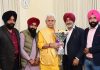 LG meeting representatives of Management Committee Gurudwara Shri Guru Singh Sabha Bhatta, Nowshera on Thursday.