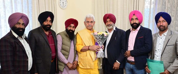 LG meeting representatives of Management Committee Gurudwara Shri Guru Singh Sabha Bhatta, Nowshera on Thursday. LG meeting representatives of Management Committee Gurudwara Shri Guru Singh Sabha Bhatta, Nowshera on Thursday.