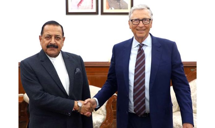 Microsoft co-founder and philanthropist Bill Gates calling on Union Minister Dr. Jitendra Singh at North Block, New Delhi.