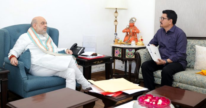CEC Leh, Tashi Gyalson in a meeting with Home Minister Amit Shah at New Delhi.