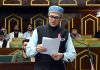 CM Omar Abdullah speaking in Assembly at Jammu on Tuesday.