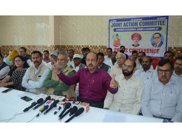 JACRC leaders during a press conference at Jammu.