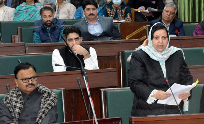 Minister Sakeena Itoo replying to a question in Legislative Assembly on Wednesday.