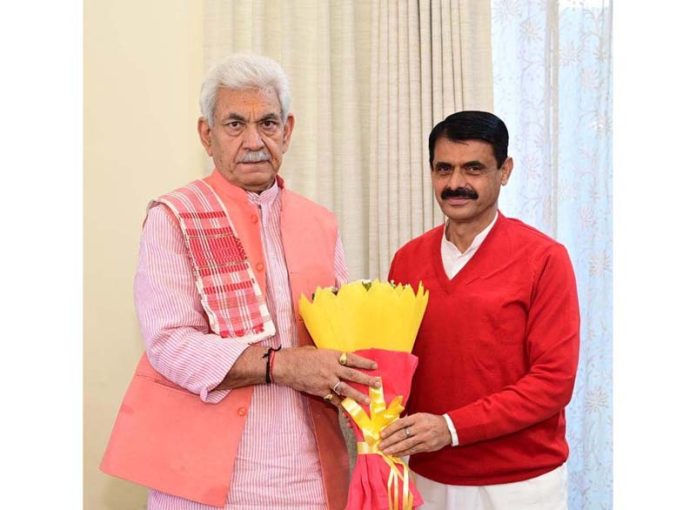 MLA Billawar Satish Sharma during meeting with LG, Manoj Sinha at Jammu.