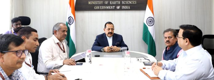 Union Minister Dr Jitendra Singh chairing a high level meeting of India Meteorological Department (IMD) at Mausam Bhawan, New Delhi.