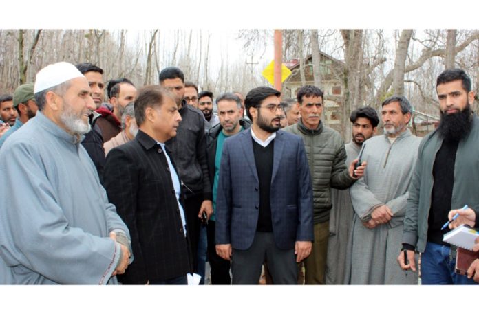 DC Budgam during visit to Wagam Chadoora on Wednesday.