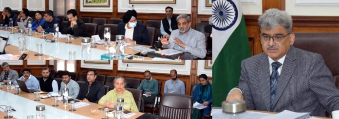 CS Atal Dulloo chairing a meeting at Jammu on Sunday. CS Atal Dulloo chairing a meeting at Jammu on Sunday.