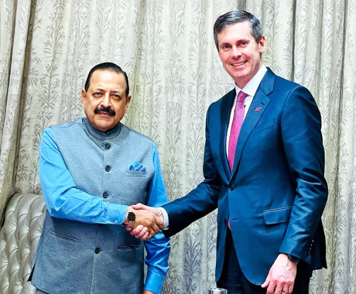 Global CEO of Eli Lilly, world's pioneer Insulin manufacturers, David Ricks calling on Union Minister Dr Jitendra Singh at New Delhi on Tuesday. Global CEO of Eli Lilly, world's pioneer Insulin manufacturers, David Ricks calling on Union Minister Dr Jitendra Singh at New Delhi on Tuesday.