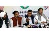 Senior Cong leaders addressing press conference in Jammu on Wednesday.
