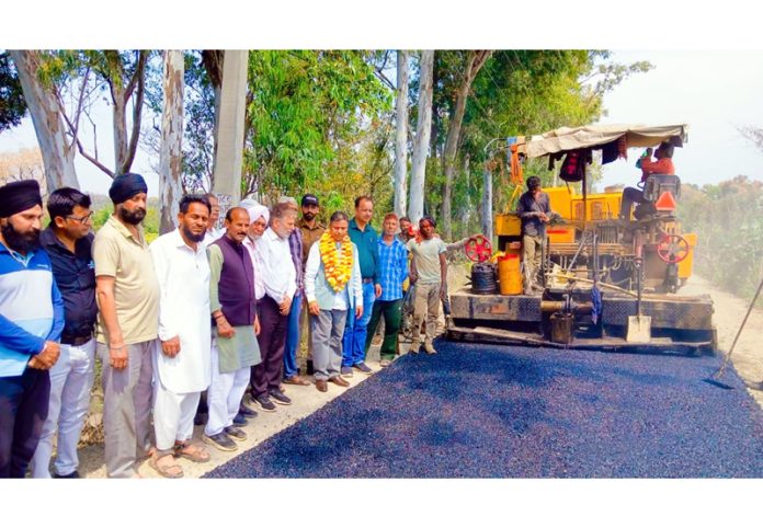MLA Kathua, Dr Bharat Bhushan kick-starting macadamization of road from Maghar Khad to Kukey Chak on Wednesday. MLA Kathua, Dr Bharat Bhushan kick-starting macadamization of road from Maghar Khad to Kukey Chak on Wednesday.