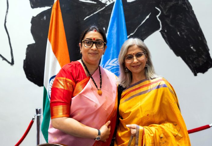 Dr Sapna Sangra with former Union Minister Smriti Irani at UN Hqrs.