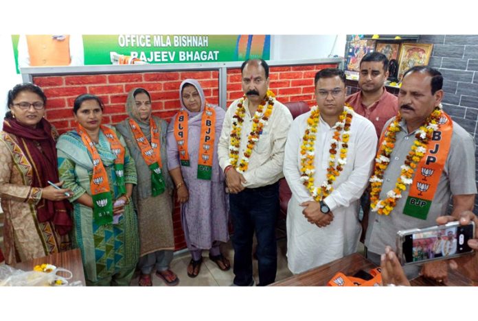 MLA Bishnah, Dr. Rajeev Kumar Bhagat along with others during a joining programme on Monday. MLA Bishnah, Dr. Rajeev Kumar Bhagat along with others during a joining programme on Monday.