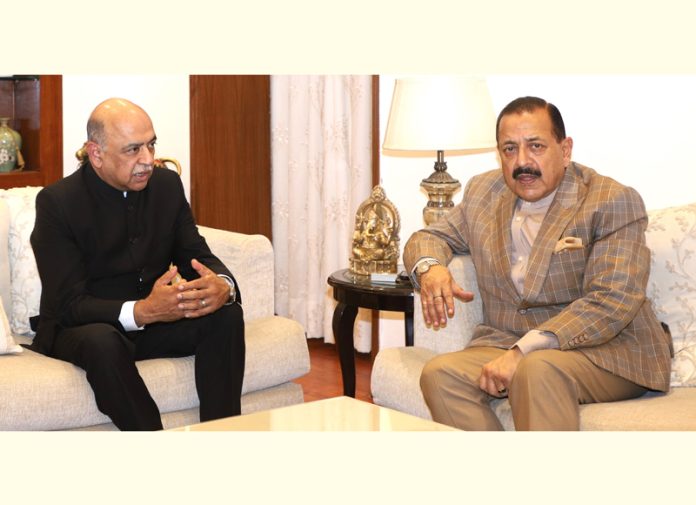 Global Head of IBM Corporation, noted American Multinational Technology Company, Arvind Krishna calling on Union Minister Dr Jitendra Singh at New Delhi on Tuesday. Global Head of IBM Corporation, noted American Multinational Technology Company, Arvind Krishna calling on Union Minister Dr Jitendra Singh at New Delhi on Tuesday.