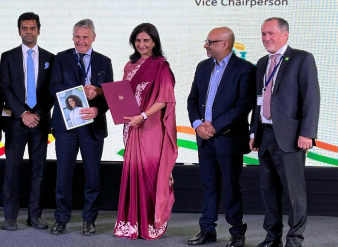 Dr Preetha Reddy, AHEL and Olivier Legrain, Chief Executive Officer, IBA posing after signing an MoU on Tuesday.