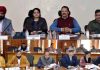 DDC Chairperson Lal Chand chairing a meeting at Udhampur on Thursday.