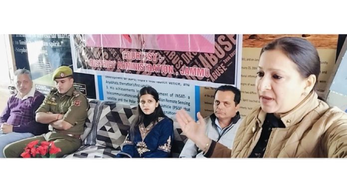 ADM Ansuya Jamwal addressing a gathering on Monday. ADM Ansuya Jamwal addressing a gathering on Monday.