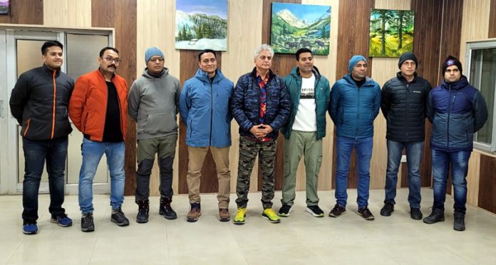 Renowned artist KK Gandhi along with IAF officers at art gallery in AFS Nathatop. Renowned artist KK Gandhi along with IAF officers at art gallery in AFS Nathatop.