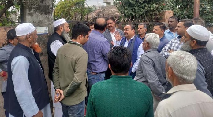 MLA Vikram Randhawa meeting with people at Sunjwan in Jammu on Monday. MLA Vikram Randhawa meeting with people at Sunjwan in Jammu on Monday.
