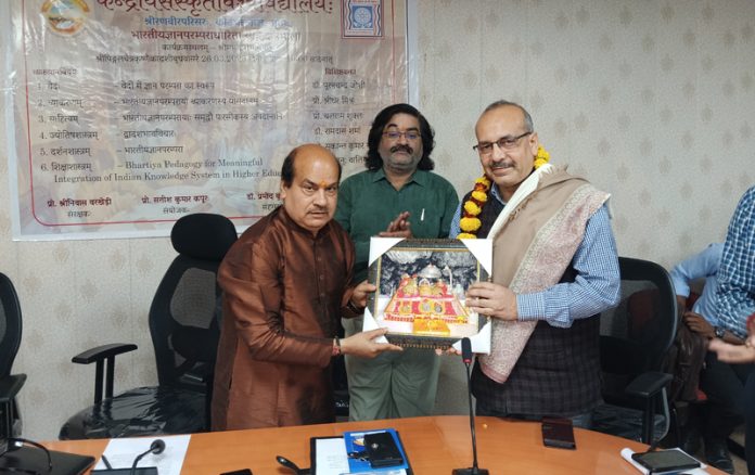 Associate Director of Shri Ranbir Campus, Prof Satish Kumar Kapoor felicitating speaker during a function held on Wednesday.