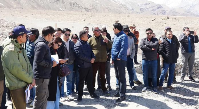 CEC, LAHDC Leh, Tashi Gyalson and others during visit to Igoo Phey to identify land for development of project under Swadesh Darshan 2.0.