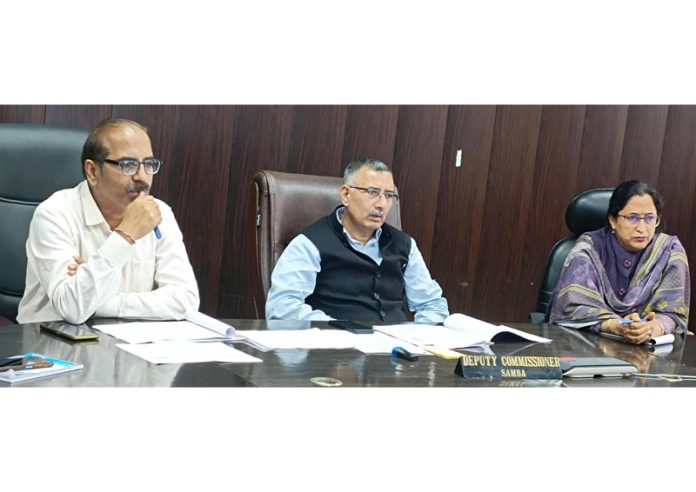 DDC Rajesh Sharma chairing a meeting on Sunday.