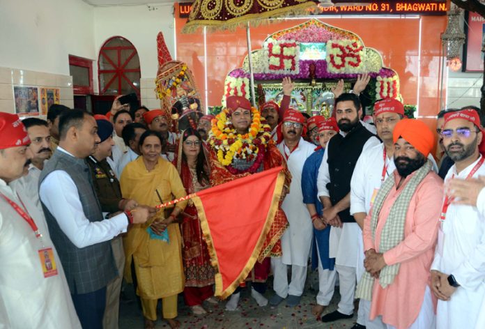 Divisional Commissioner Jammu, Ramesh Kumar, flagging off Charri Yatra to Shri Mata Sukrala Shrine, from Jammu on Saturday. Divisional Commissioner Jammu, Ramesh Kumar, flagging off Charri Yatra to Shri Mata Sukrala Shrine, from Jammu on Saturday.