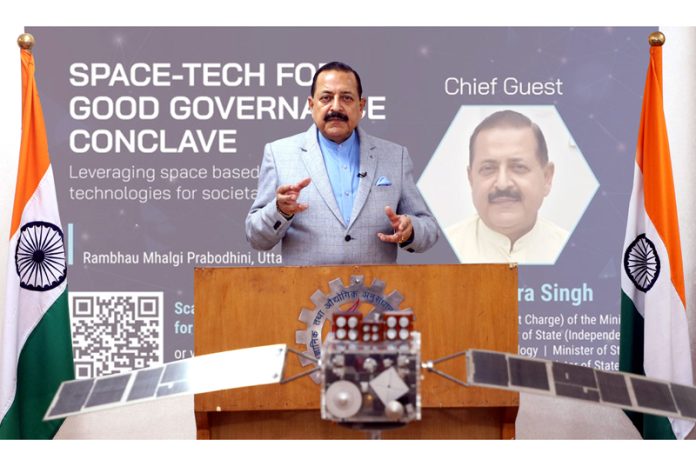 Union Minister Dr Jitendra Singh addressing the “Space-Tech Good Governance Conclave' organized by the Indian Institute of Democratic Leadership.