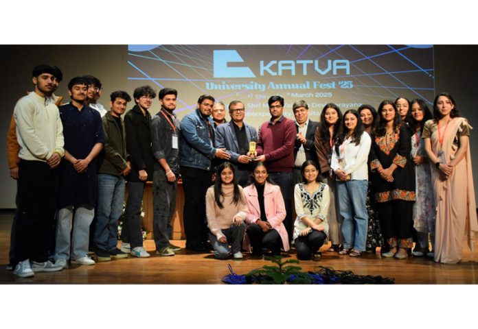 Prof Pragati Kumar, Vice-Chancellor SMVDU posing along with other dignitaries during a function held in Katra on Friday.