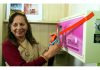 First Lady of Ladakh, Neelam Mishra, inaugurating a sanitary pad vending machine in Leh on Saturday.