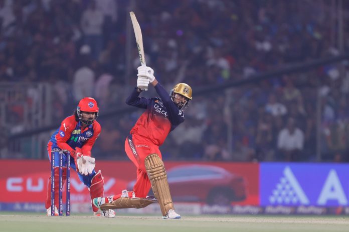 Krunal Pandya hitting a shot during his inning of unbeaten 73 runs in 47 balls against Delhi Capitals on Sunday.
