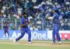 Jasprit Bumrah takes celebrating taking four wickets against LSG at Mumbai.