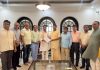 Acharya Balkrishan, General Secretary of Patanjali Yogpeeth Trust along with other dignitaries at an event in Rewa (MP).