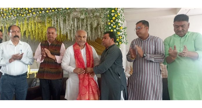 BJP leaders during a meeting at Jammu on Friday.