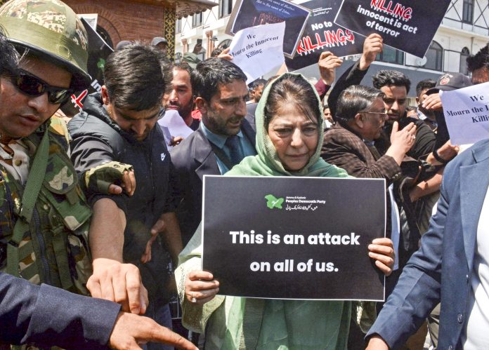 PDP protest against Pahalgam terror attack
