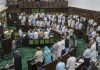 Jammu and Kashmir Chief Minister Omar Abdullah with MLAs observes silence to pay tributes to the victims of Pahalgam terror attack during the one-day special session of the J&K Assembly.