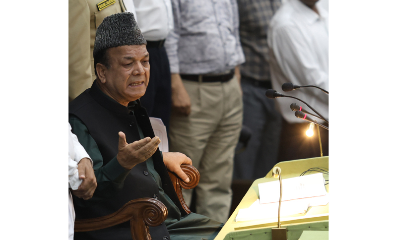 Speaker Abdul Rahim Rather making a statemnet in the Assembly on Wednesday.-Excelsior/Rakesh