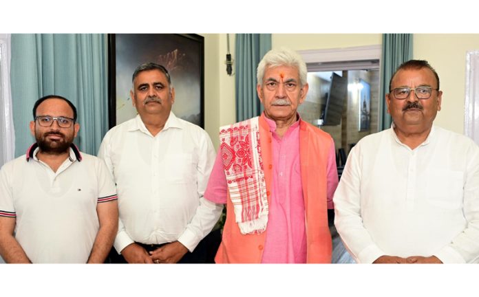 MLA Chander Parkash Ganga during meeting with LG. MLA Chander Parkash Ganga during meeting with LG.