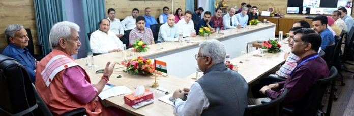 LG Manoj Sinha interacting with the Heads of GMCs and Medical Institutions from across J&K. LG Manoj Sinha interacting with the Heads of GMCs and Medical Institutions from across J&K.