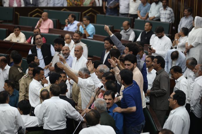 J&K Assembly Adjourned After Ruckus By NC, Congress Demanding Discussion On Waqf Act J&K Assembly Adjourned After Ruckus By NC, Congress Demanding Discussion On Waqf Act
