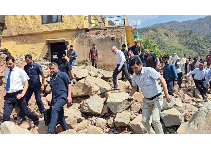 CM Omar Abdullah during visit to Dharmkund in Ramban on Saturday. -Excelsior/Parvez CM Omar Abdullah during visit to Dharmkund in Ramban on Saturday. -Excelsior/Parvez