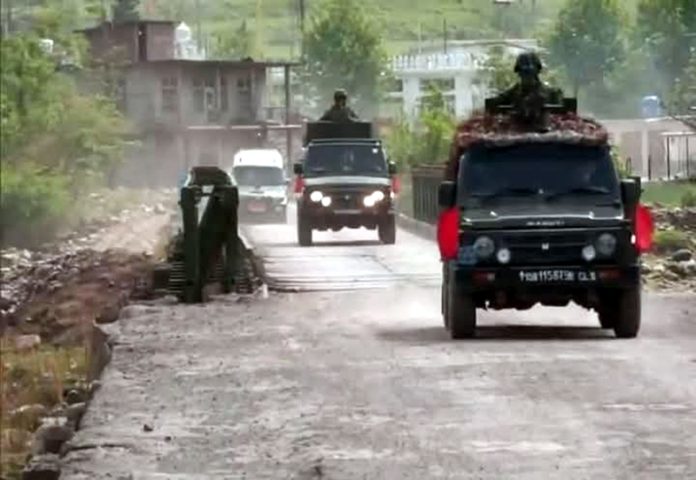 Indian Army officials on way to attend flag meeting at Chakan-Da-Bagh, Poonch on Thursday.
