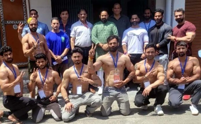 Bodybuilders posing for group photograph at Jammu.