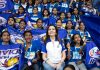 Mumbai Indians owner Nita Ambani watching match along with children at Wankhede Stadium, Mumbai.