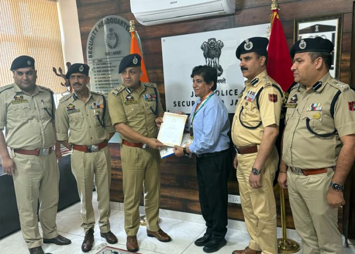 IGP Security Sujit Kumar felicitating medal-winning officers in Jammu for their stellar performance at the All India Police Badminton & TT Meet. IGP Security Sujit Kumar felicitating medal-winning officers in Jammu for their stellar performance at the All India Police Badminton & TT Meet.