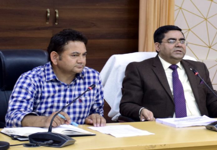 DC Kishtwar Rajesh Kumar Shavan chairing a meeting on Wednesday.